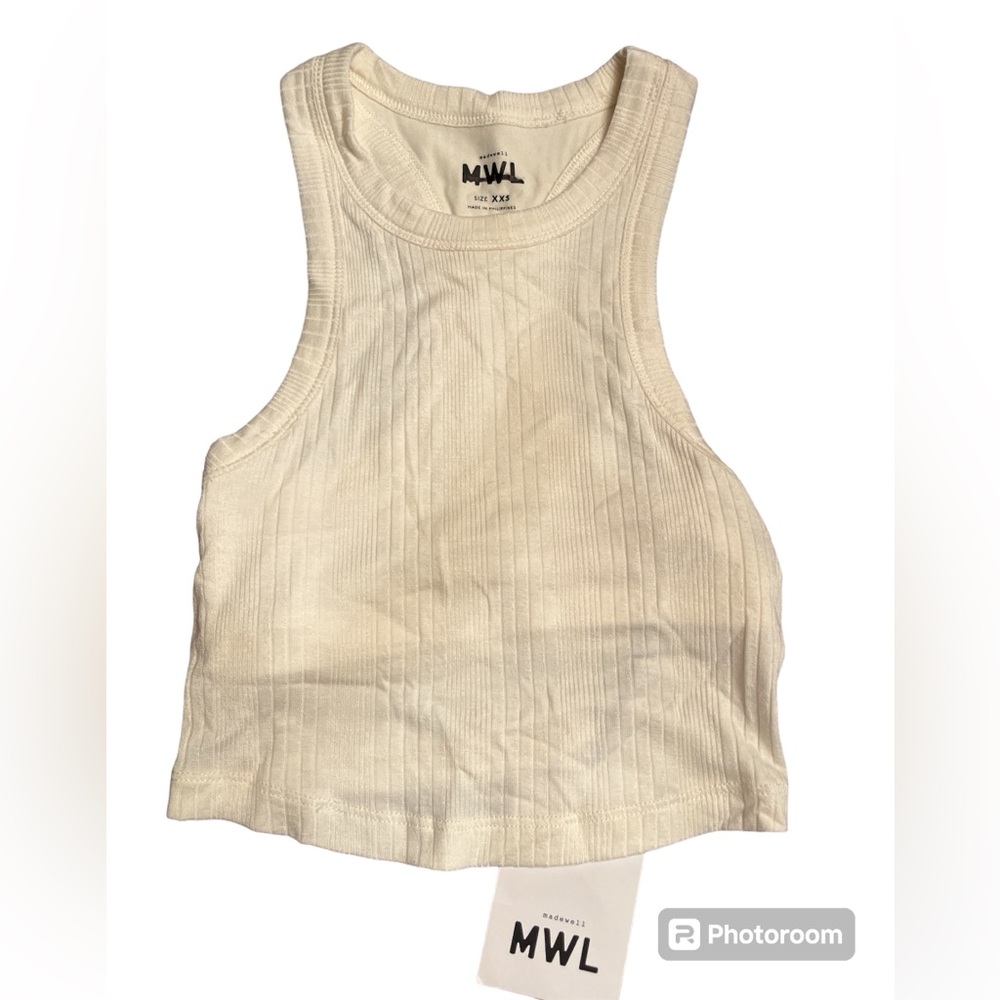 Madewell MWL Variegated Rib Crop Tank with shelf bra women’s Size XXS NWT - Picture 3 of 8